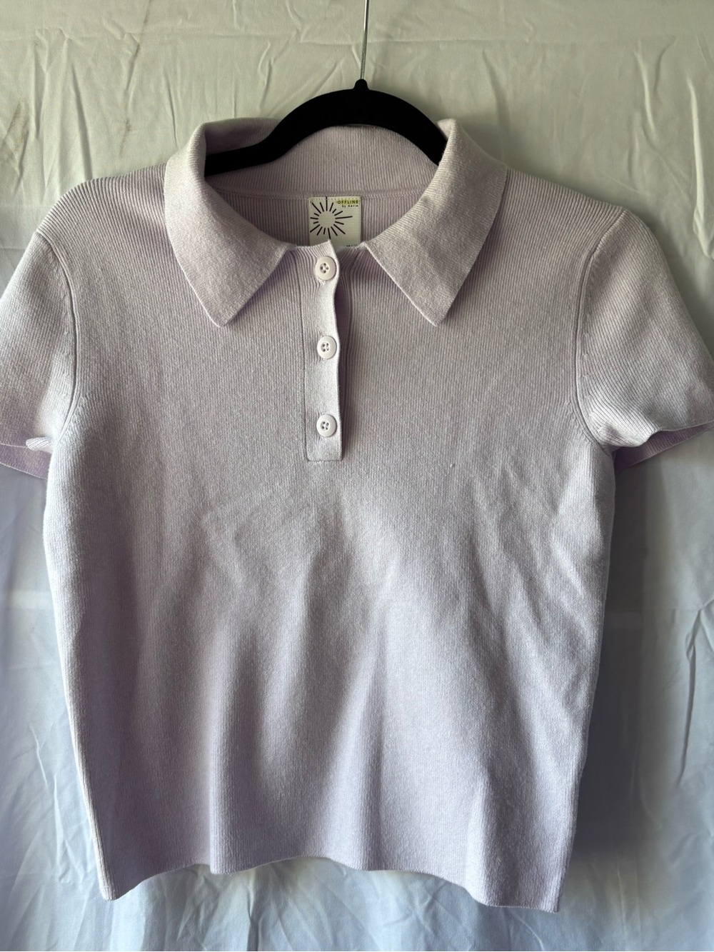 NWT OFFLINE by Aerie Lavender Purple Ribbed Knit Polo Top Size M
